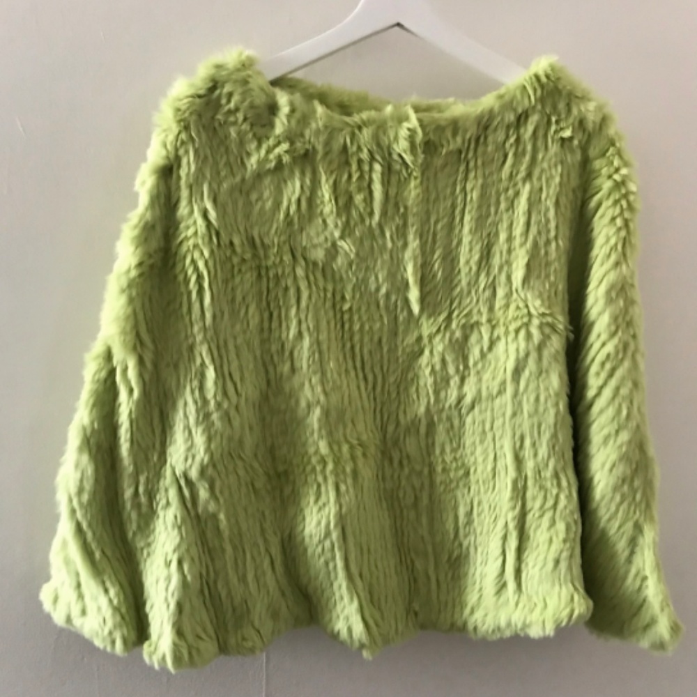 Vintage Rabbit Fur Lime Green Poncho/Cape
